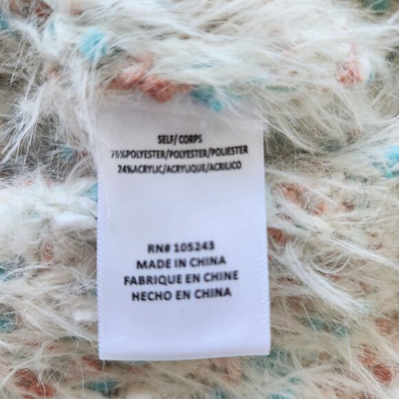 Bobeau Fuzzy Knit Sweater Eyelash Cream Confetti Winter Warm Cozy Cabincore Soft - Picture 8 of 10